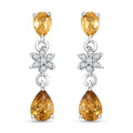 Premium Tanzania Yellow Zircon and White Zircon 3.85 ctw Eternal Drizzle Drop Earrings in Rhodium Over Sterling Silver - Sticky add to cart bar