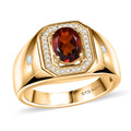 Karis Brazilian Cherry Citrine, White Zircon Mens Ring in 18K YG Plated (Size 10.0) 1.50 ctw - Sticky add to cart bar