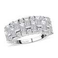 Moissanite 1.60 ctw Half Eternity Band Ring in Rhodium Over Sterling Silver - Sticky add to cart bar