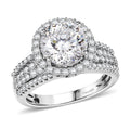 120 Facets Moissanite 4.65 ctw Ring in Rhodium Over Sterling Silver (Size 10.0) - Sticky add to cart bar