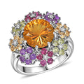 Karis AAA Serra Gaucha Citrine and Multi Gemstones 5.15 ctw Ring in Platinum Bond (Size 10.0) - Sticky add to cart bar