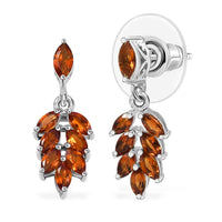 D'Joy Santa Ana Madeira Citrine 1.25 ctw Hanging Green Leaves Earrings in Platinum Over Sterling Silver