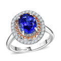 Certified & Appraised Rhapsody AAAA Tanzanite, Padparadscha Sapphire and E-F VS Diamond 3.00 ctw Ring in 950 Platinum (Size 10.0) 7 Grams - Sticky add to cart bar