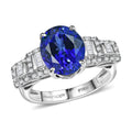 Certified & Appraised Rhapsody 950 Platinum AAAA Tanzanite, Diamond (E-F, VS) (0.42 cts) Ring (Size 10.0) (7.95 g) 4.50 ctw - Sticky add to cart bar