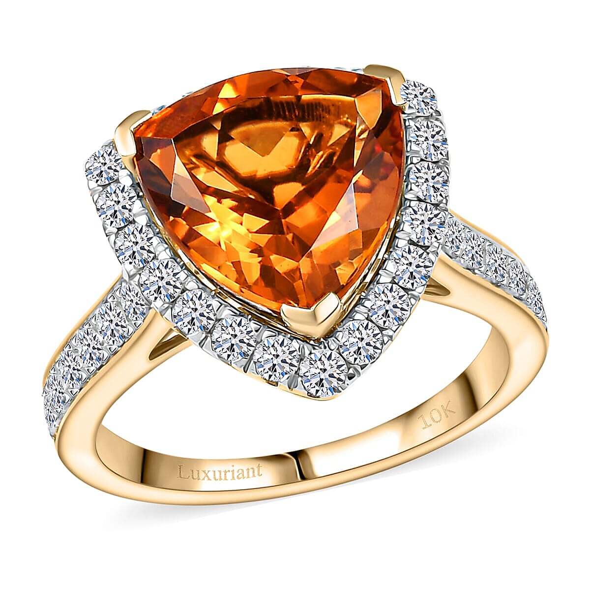 Luxoro 10K Yellow Gold AA LAGOAO Mandarin Citrine, Lab Grown Diamond (GH, SI) 4.74 ctw