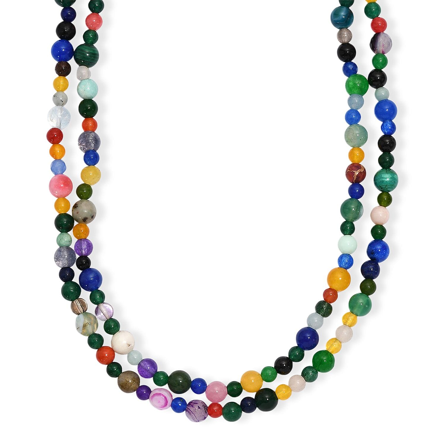 Multi Gemstone 260.00 ctw Beaded Endless Necklace 50 Inches