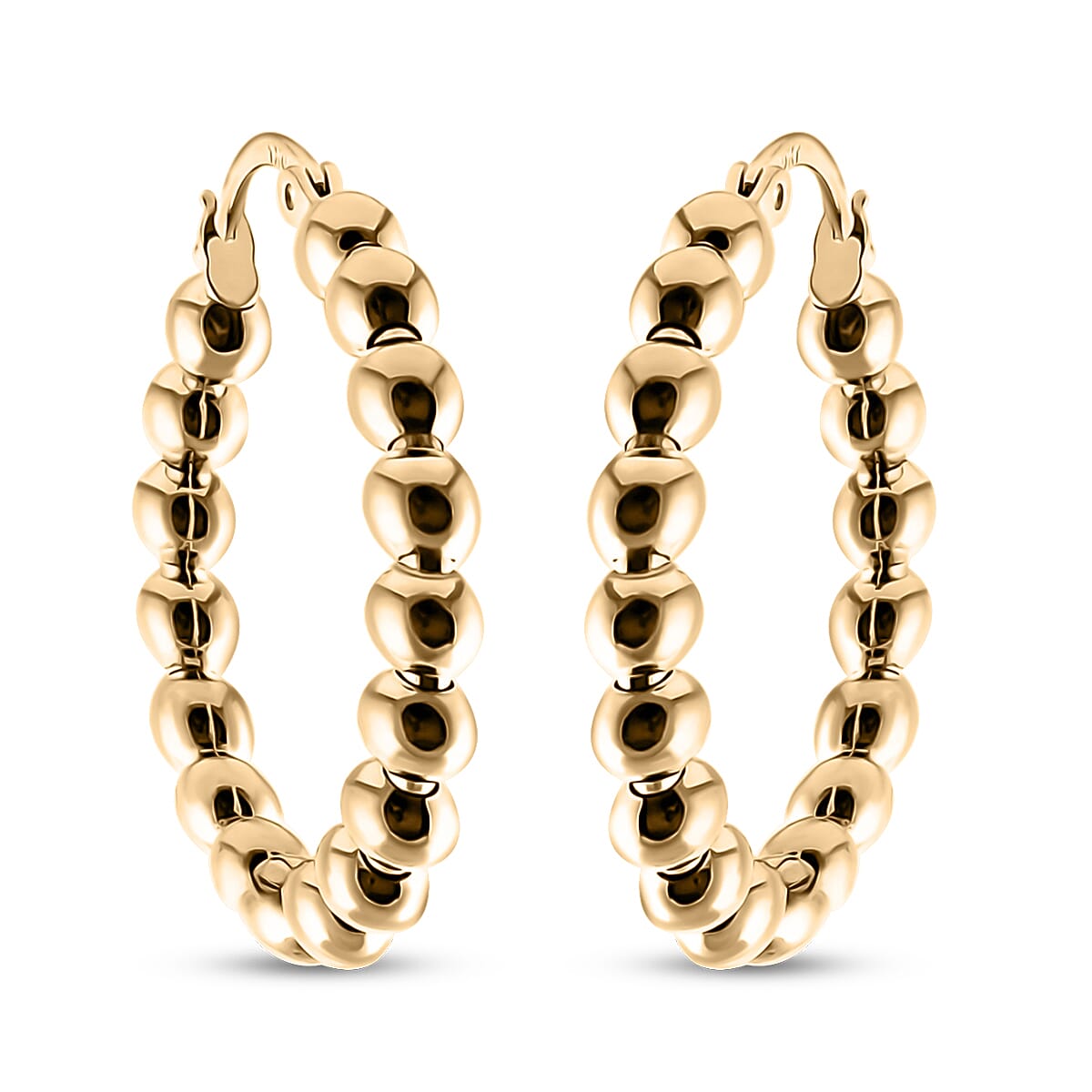 Ball Hoop Earrings in 10K Yellow Gold 2.56 Grams