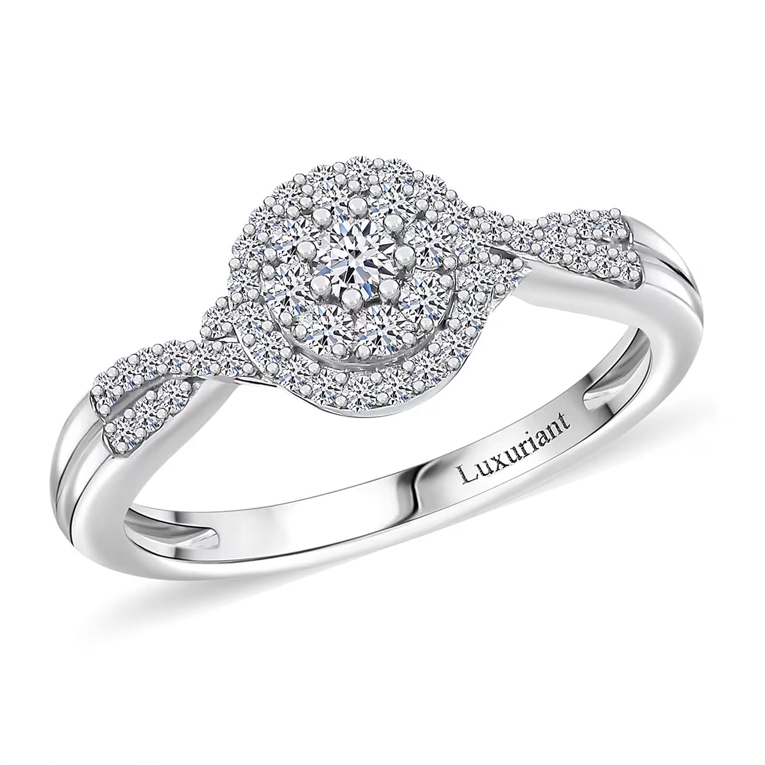 Luxuriant Lab Grown Diamond (G-H, SI) Ring in Rhodium Over Sterling Silver 0.35 ctw