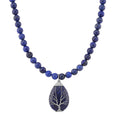Lapis Lazuli 230.00 ctw Drop Pendant with Beaded Necklace in Silvertone 18-20 Inches - Sticky add to cart bar