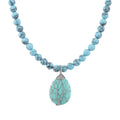 Blue Howlite 230.00 ctw Necklace (Adjustable) in Silvertone - Sticky add to cart bar