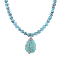Blue Howlite 230.00 ctw Necklace (Adjustable) in Silvertone