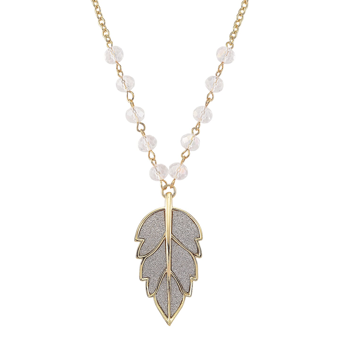 Austrian Crystal Leaf Pendant Necklace in Goldtone 20 Inches