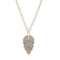 Austrian Crystal Leaf Pendant Necklace in Goldtone 20 Inches - Sticky add to cart bar