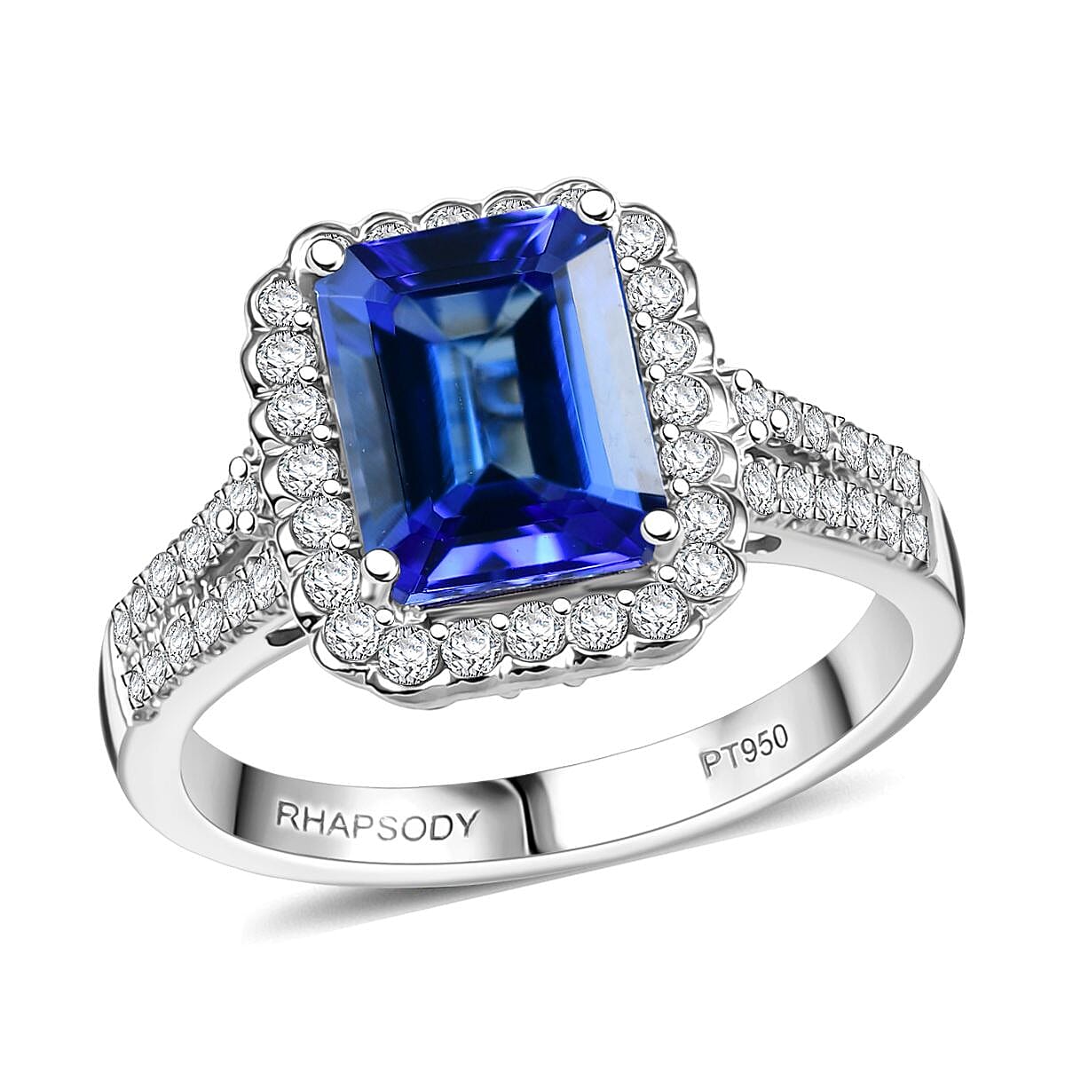 Certified & Appraised Rhapsody AAAA Tanzanite and E-F VS Diamond 3.00 ctw Ring in 950 Platinum (Size 10.0)