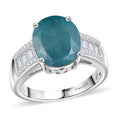 Premium Grandidierite, Moissanite Ring in Rhodium Over Sterling Silver (Size 10.0) 6.00 ctw - Sticky add to cart bar