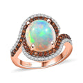 Premium Ethiopian Welo Opal and Multi Gemstone 4.30 ctw Ring in 18K Vermeil Rose Gold Over Sterling Silver (Size 10.0) - Sticky add to cart bar