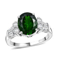Chrome Diopside, Moissanite Ring in Rhodium Over Sterling Silver (Size 10.0) 3.20 ctw - Sticky add to cart bar