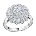 D'Joy Moissanite (Rnd 7mm) Snowflake Ring in Rhodium Over Sterling Silver (Size 10.0) 2.10 ctw - Sticky add to cart bar