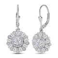 D'Joy Moissanite 3.50 ctw Vintage Floral Earrings in Rhodium Over Sterling Silver - Sticky add to cart bar