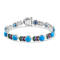 Sleeping Beauty Turquoise ,  Rhodolite Garnet ,  Natural Chrome Diopside ,  Tanzanite  Cluster Bracelet (Size - 6.5) in Rhodium OverSterling Silver ,  Silver Wt. 11 g 19.16 ctw (6.50 In) 13. - Sticky add to cart bar