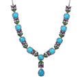 D'Joy Premium Sleeping Beauty Turquoise and Multi Gemstone 17.15 ctw Leaf Necklace in Rhodium Over Sterling Silver 18 Inches - Sticky add to cart bar