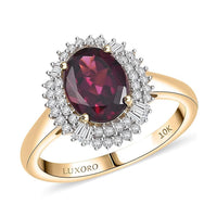 Luxoro 10K Yellow Gold AAA Radiant Ember Garnet, Diamond (I2) (0.34 cts) Ring (Size 10.0) 2.70 ctw