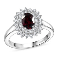 Premium Anthill Garnet and Moissanite 1.40 ctw Ring in Rhodium Over Sterling Silver