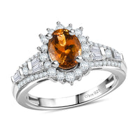 D'Joy Premium Natural Golden Tanzanite and Moissanite  2.60 ctw Ring in Rhodium Over Sterling Silver (Size 10.0)