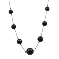 Elite Shungite 35.00 ctw Necklace in Rhodium Over Sterling Silver 20 Inches