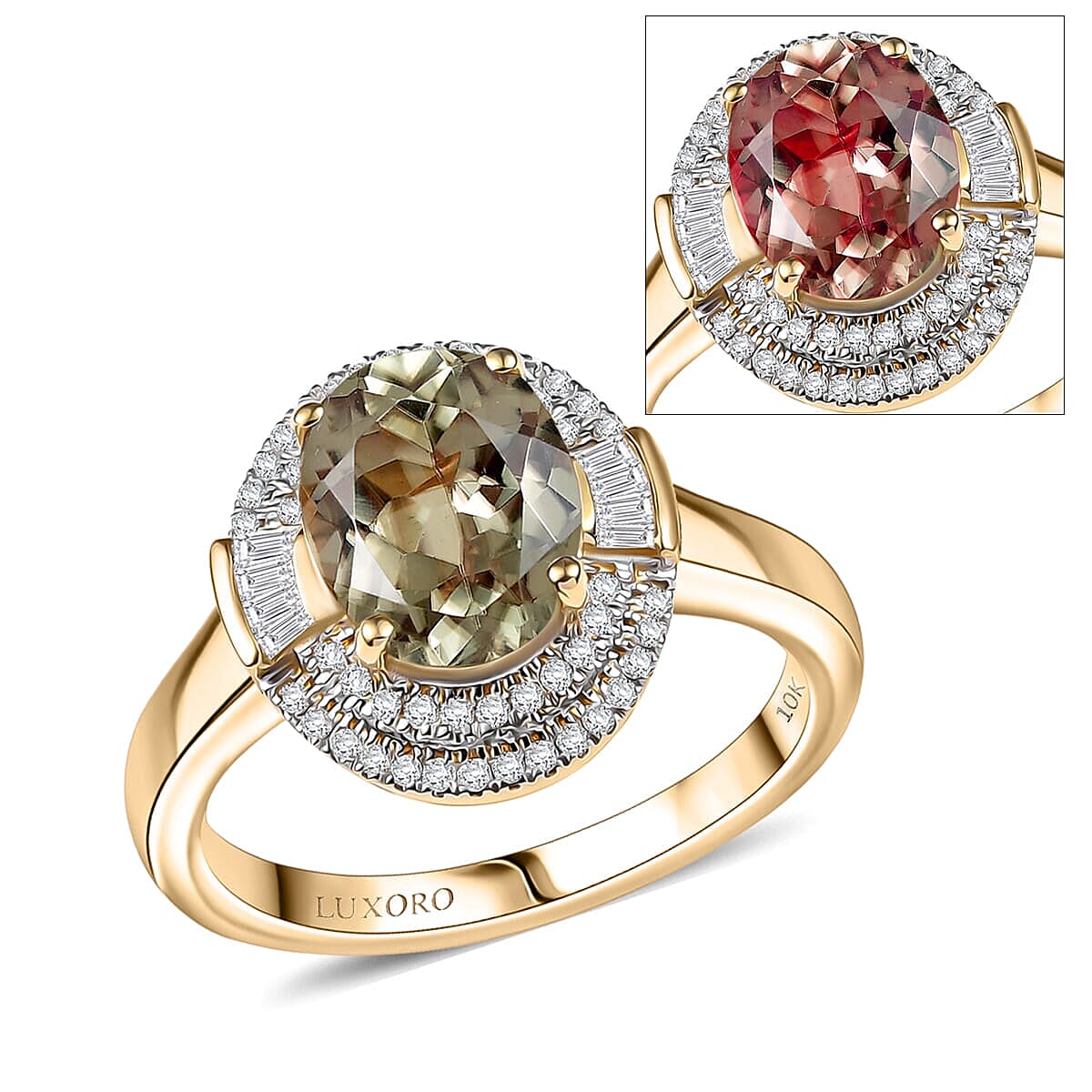 Luxoro AAA Turkizite and G-H I2 Diamond 3.55 ctw Ring (Size 6.0)