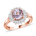D'Joy Premium Martha Rocha Kunzite, Diamond (0.28 cts) Twilight Bloom Ring in 18K Vermeil RG Over Sterling Silver (Size 10.0) 2.85 ctw - Sticky add to cart bar
