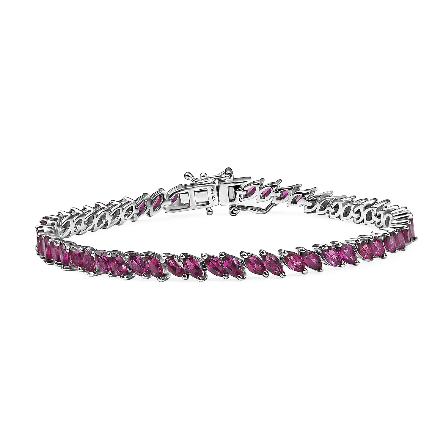 Orissa Rhodolite Garnet Bracelet in Rhodium Over Sterling Silver (7.25 In) 10.25 ctw
