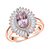 Premium Martha Rocha Kunzite, Moissanite Ring in 18K Vermeil RG Over Sterling Silver (Size 6.0) 2.50 ctw