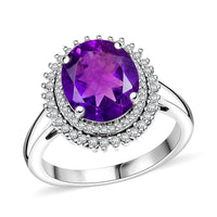 Karis African Amethyst and White Zircon 3.60 ctw Ring in Platinum Bond (Size 10.0)
