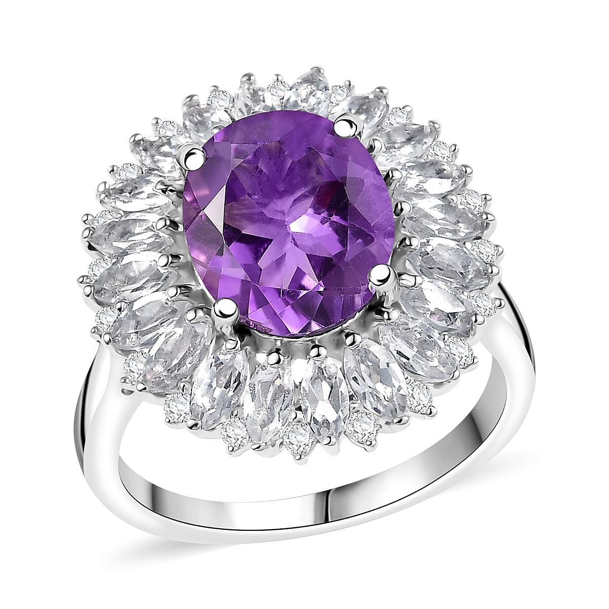 Karis African Amethyst, Multi Gemstone Ring in Platinum Bond 5.50 ctw