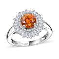 Premium Picos Altos Sphalerite and Moissanite 2.70 ctw Ring in Rhodium Over Sterling Silver (Size 6.0) - Sticky add to cart bar