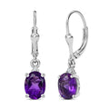 D'Joy African Amethyst and White Zircon 2.30 ctw Lever Back Earrings in Rhodium Over Sterling Silver - Sticky add to cart bar