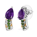 D'Joy African Amethyst and Chrome Diopside 2.65 ctw Bell Flower Earrings in 18K Vermeil YG and Platinum Over Sterling Silver - Sticky add to cart bar