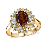 Brazilian Cherry Citrine and Multi Gemstone 2.90 ctw Ring in 18K Vermeil Yellow Gold Over Sterling Silver