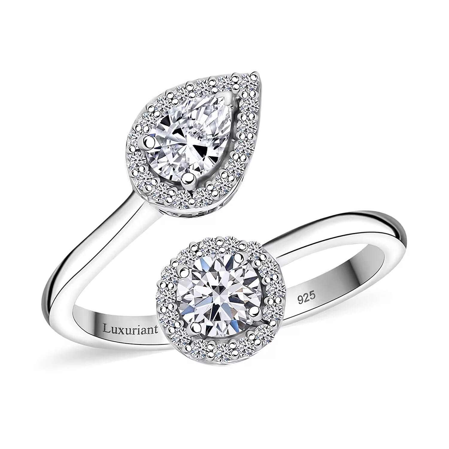 Luxuriant Lab Grown Diamond 1.00 ctw Bypass Ring in Rhodium Over Sterling Silver (Size 10.0)