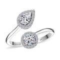 Luxuriant Lab Grown Diamond 1.00 ctw Bypass Ring in Rhodium Over Sterling Silver (Size 10.0) - Sticky add to cart bar