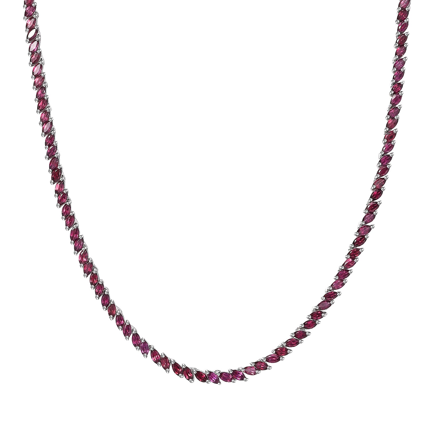D'Joy D'Joy Orissa Rhodolite Garnet 25.40 ctw Vine Necklace in Rhodium Over Sterling Silver 18 Inches