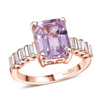 Premium Martha Rocha Kunzite, Moissanite Ring in 18K Vermeil RG Over Sterling Silver 4.60 ctw