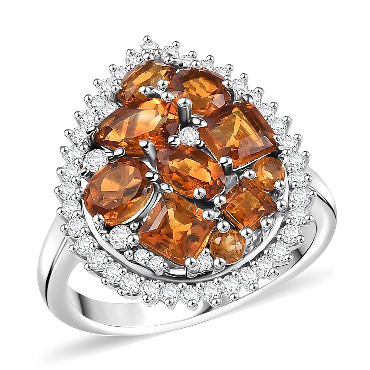 Karis Santa Ana Madeira Citrine, Multi Gemstone Ring in Platinum Bond (Size 10.0) 2.75 ctw