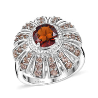 Karis Brazilian Cherry Citrine and Brown Zircon 3.10 ctw Ring Platinum Bond
