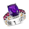 African Amethyst, Orissa Rhodolite Garnet Ring in 18K YG Plated and Platinum Bond (Size 10.0) 7.85 ctw - Sticky add to cart bar