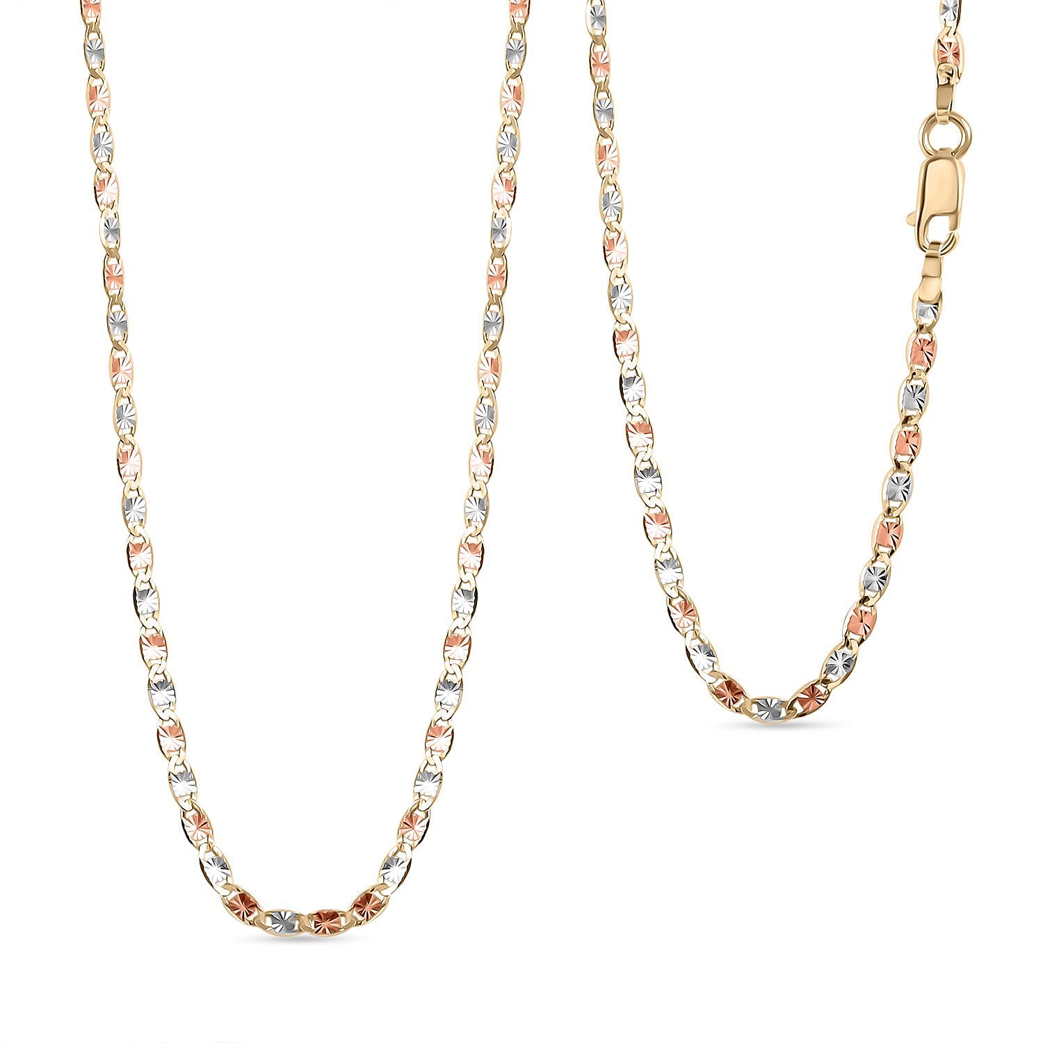 2.15mm Valentino Star Diamond-cut Chain Necklace in 14K Tricolor Gold 2.87 Grams 22 Inches