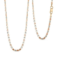 2.15mm Valentino Star Diamond-cut Chain Necklace in 14K Tricolor Gold 2.87 Grams 22 Inches