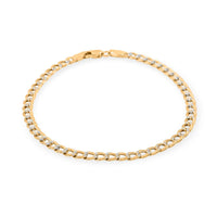 3.50mm Cuban Chain Bracelet in 14K Yellow and White Gold (7.00 In) 1.54 Grams