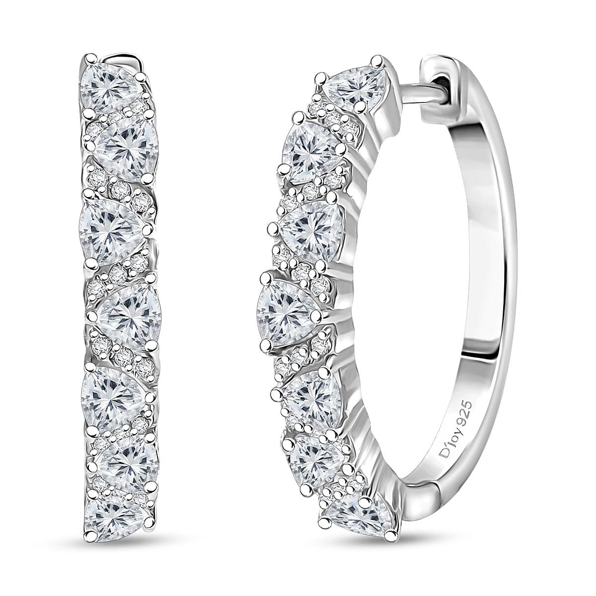 D'Joy Golconda Topaz 2.00 ctw Wave Hoop Earrings in Platinum Over Sterling Silver